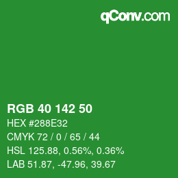 Color code: RGB 40 142 50 | qconv.com