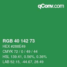 Color code: RGB 40 142 73 | qconv.com