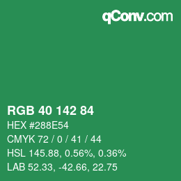 Color code: RGB 40 142 84 | qconv.com