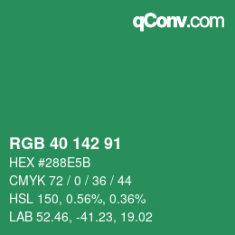 Color code: RGB 40 142 91 | qconv.com