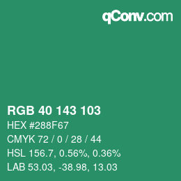 Farbcode: RGB 40 143 103 | qconv.com