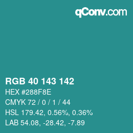 Color code: RGB 40 143 142 | qconv.com