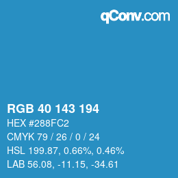 Color code: RGB 40 143 194 | qconv.com