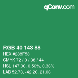 Color code: RGB 40 143 88 | qconv.com