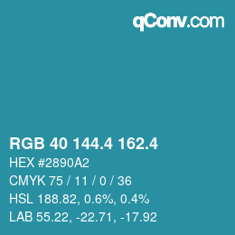 カラーコード: RGB 40 144.4 162.4 | qconv.com