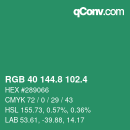 カラーコード: RGB 40 144.8 102.4 | qconv.com