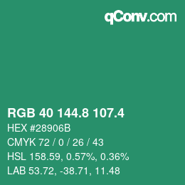 カラーコード: RGB 40 144.8 107.4 | qconv.com