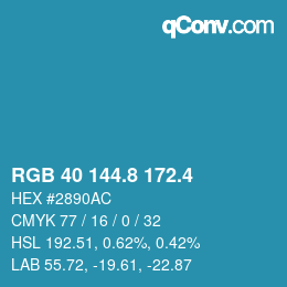 カラーコード: RGB 40 144.8 172.4 | qconv.com
