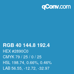 カラーコード: RGB 40 144.8 192.4 | qconv.com