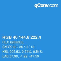 カラーコード: RGB 40 144.8 222.4 | qconv.com