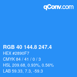 カラーコード: RGB 40 144.8 247.4 | qconv.com