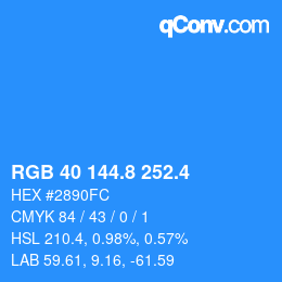 カラーコード: RGB 40 144.8 252.4 | qconv.com