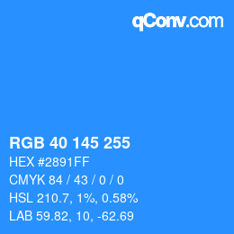 Color code: RGB 40 145 255 | qconv.com