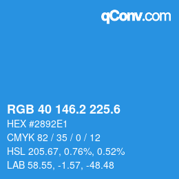 カラーコード: RGB 40 146.2 225.6 | qconv.com