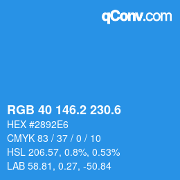 カラーコード: RGB 40 146.2 230.6 | qconv.com