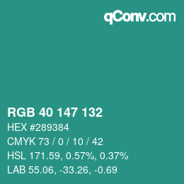 Color code: RGB 40 147 132 | qconv.com