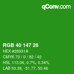 Color code: RGB 40 147 26 | qconv.com