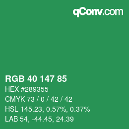 Color code: RGB 40 147 85 | qconv.com