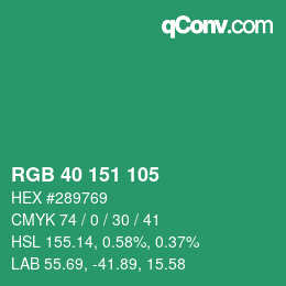 Color code: RGB 40 151 105 | qconv.com