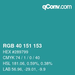 Color code: RGB 40 151 153 | qconv.com