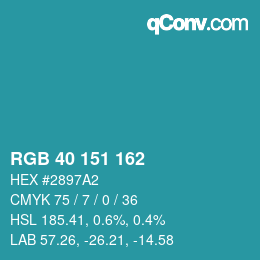 カラーコード: RGB 40 151 162 | qconv.com