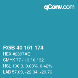 Color code: RGB 40 151 174 | qconv.com