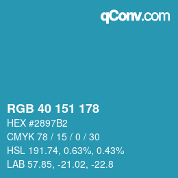 Color code: RGB 40 151 178 | qconv.com