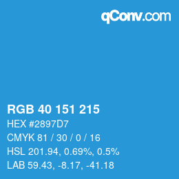 颜色代码: RGB 40 151 215 | qconv.com