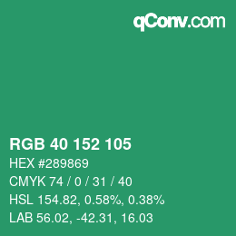 Color code: RGB 40 152 105 | qconv.com