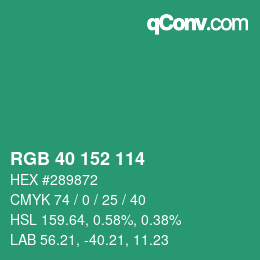 Color code: RGB 40 152 114 | qconv.com