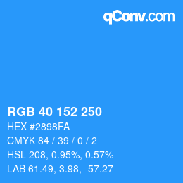Color code: RGB 40 152 250 | qconv.com