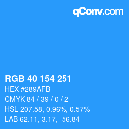 Color code: RGB 40 154 251 | qconv.com