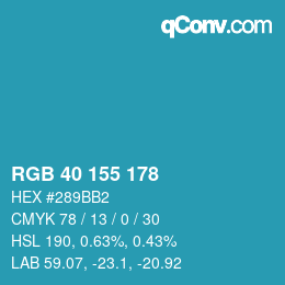 Color code: RGB 40 155 178 | qconv.com