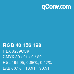 Color code: RGB 40 156 198 | qconv.com