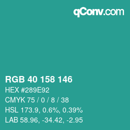 Color code: RGB 40 158 146 | qconv.com