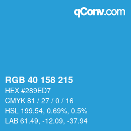カラーコード: RGB 40 158 215 | qconv.com
