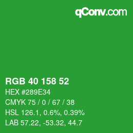 Color code: RGB 40 158 52 | qconv.com