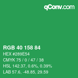 Color code: RGB 40 158 84 | qconv.com