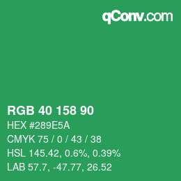 Color code: RGB 40 158 90 | qconv.com
