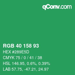 Color code: RGB 40 158 93 | qconv.com