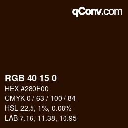 Color code: RGB 40 15 0 | qconv.com
