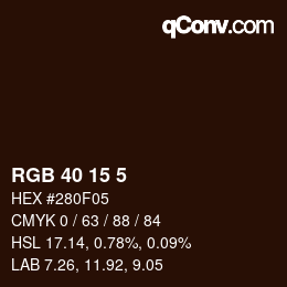 Color code: RGB 40 15 5 | qconv.com