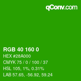 Color code: RGB 40 160 0 | qconv.com