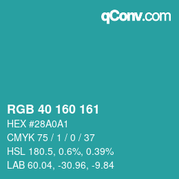 Color code: RGB 40 160 161 | qconv.com