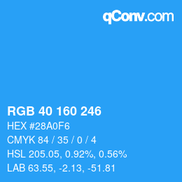 Color code: RGB 40 160 246 | qconv.com