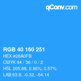Color code: RGB 40 160 251 | qconv.com