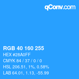 Code couleur: RGB 40 160 255 | qconv.com