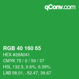 Color code: RGB 40 160 65 | qconv.com