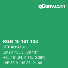 Color code: RGB 40 161 103 | qconv.com