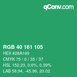 Color code: RGB 40 161 105 | qconv.com